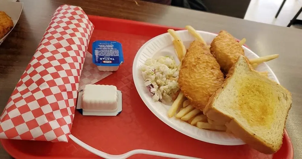 Wrapped Grilled Chicken and Fish and Chips